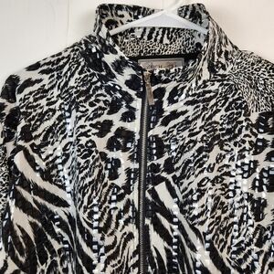 Birch Hill Animal print Sequin Zipfront Jacket Size L